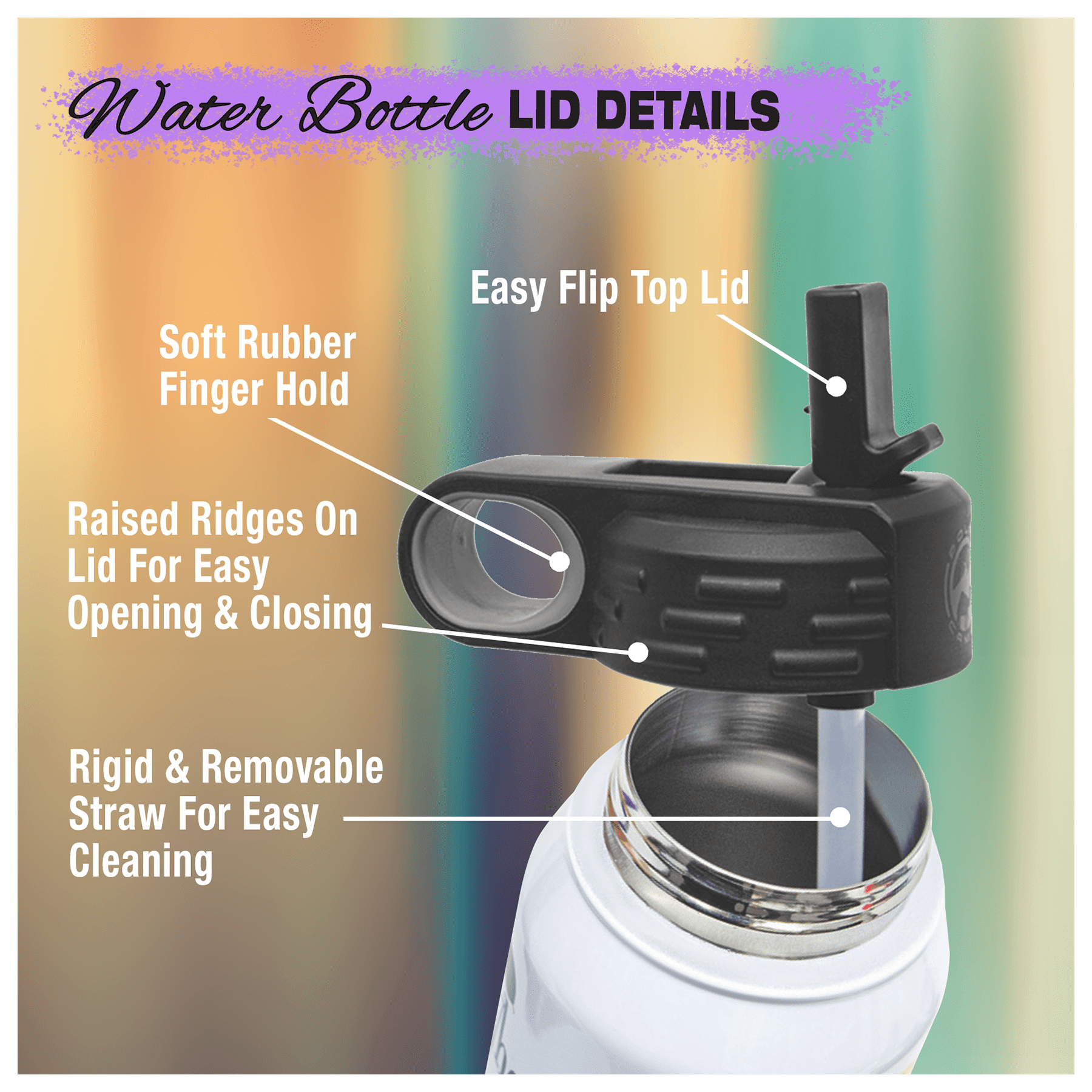 Polar Camel 32 oz. Black/Rose Gold Water Bottle